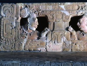 Trono 1 de Piedras Negras, Usamacinta, Guatemala, Período Clásico Tardío (detalle)